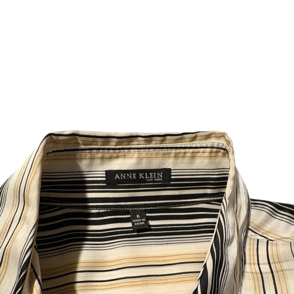 Anne Klein 100% Silk Long Sleeve Striped Button-Up Shirt‎ Size 6 - Picture 5 of 6